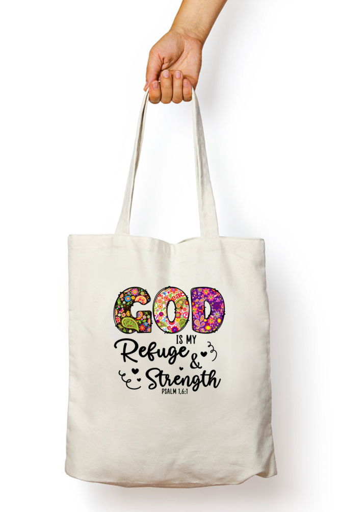 Jesus is my refuge, Tote bags