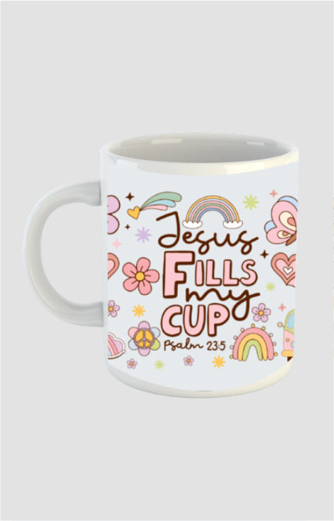 Jesus fills my cup, White coffee mug