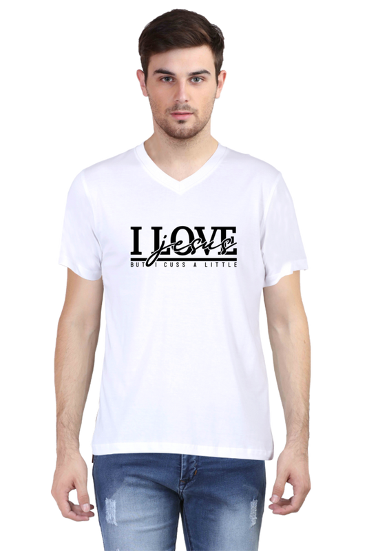 I love Jesus, V neck T-shirt