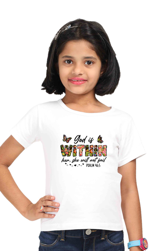 God is within her, girl's t-shirt