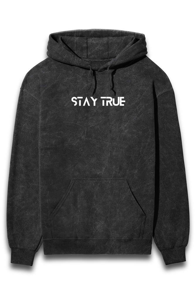 Stay True, Puff printing, Acid washed Hoodie