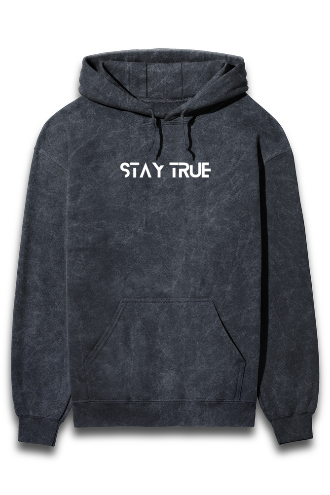 Stay True, Puff printing, Acid washed Hoodie