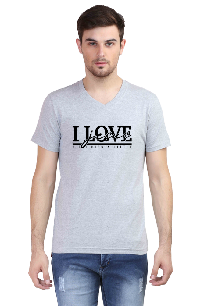 I love Jesus, V neck T-shirt