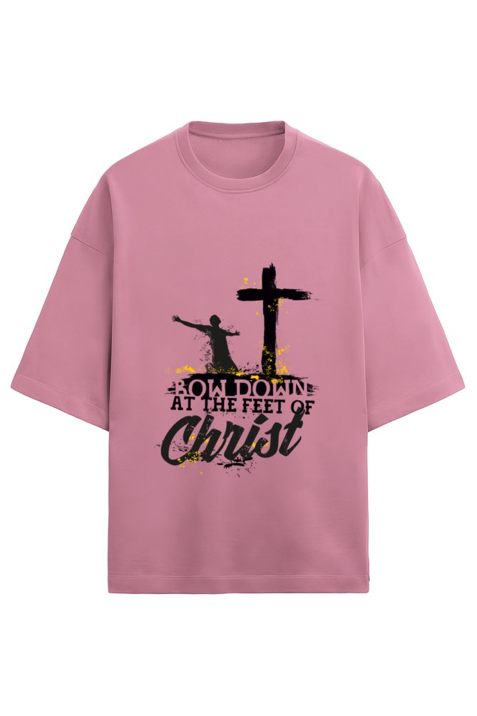 Bow down at the feet of the christ, Terry oversized t - shirt - paulie storePaulie store