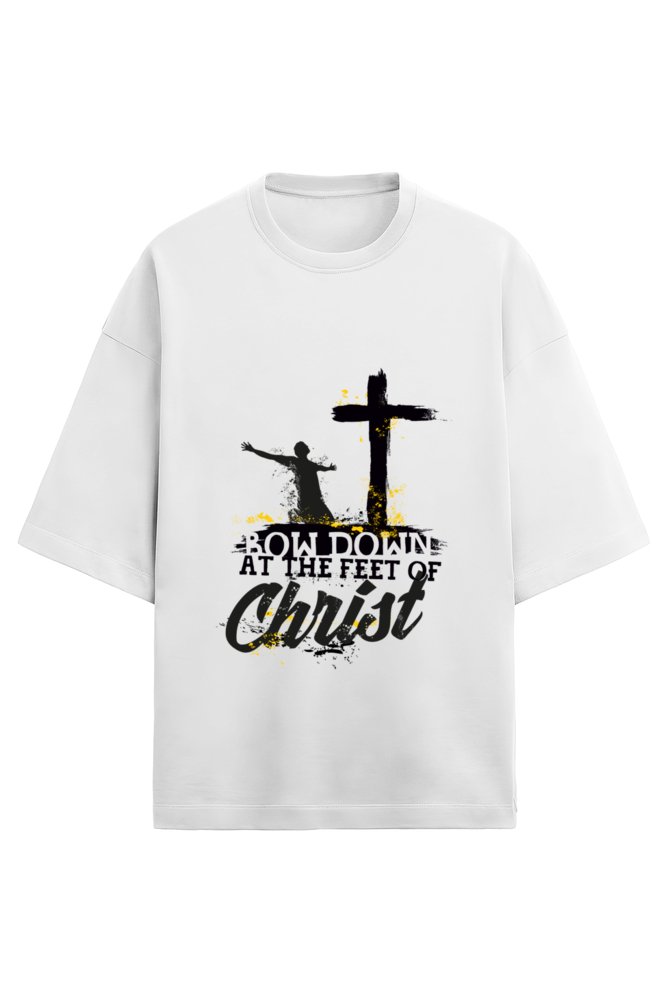 Bow down at the feet of the christ, Terry oversized t - shirt - paulie storePaulie store