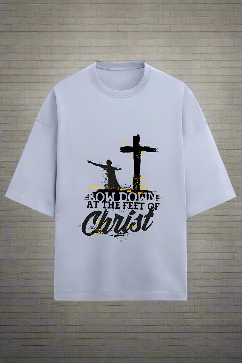 Bow down at the feet of the christ, Terry oversized t - shirt - paulie storePaulie store