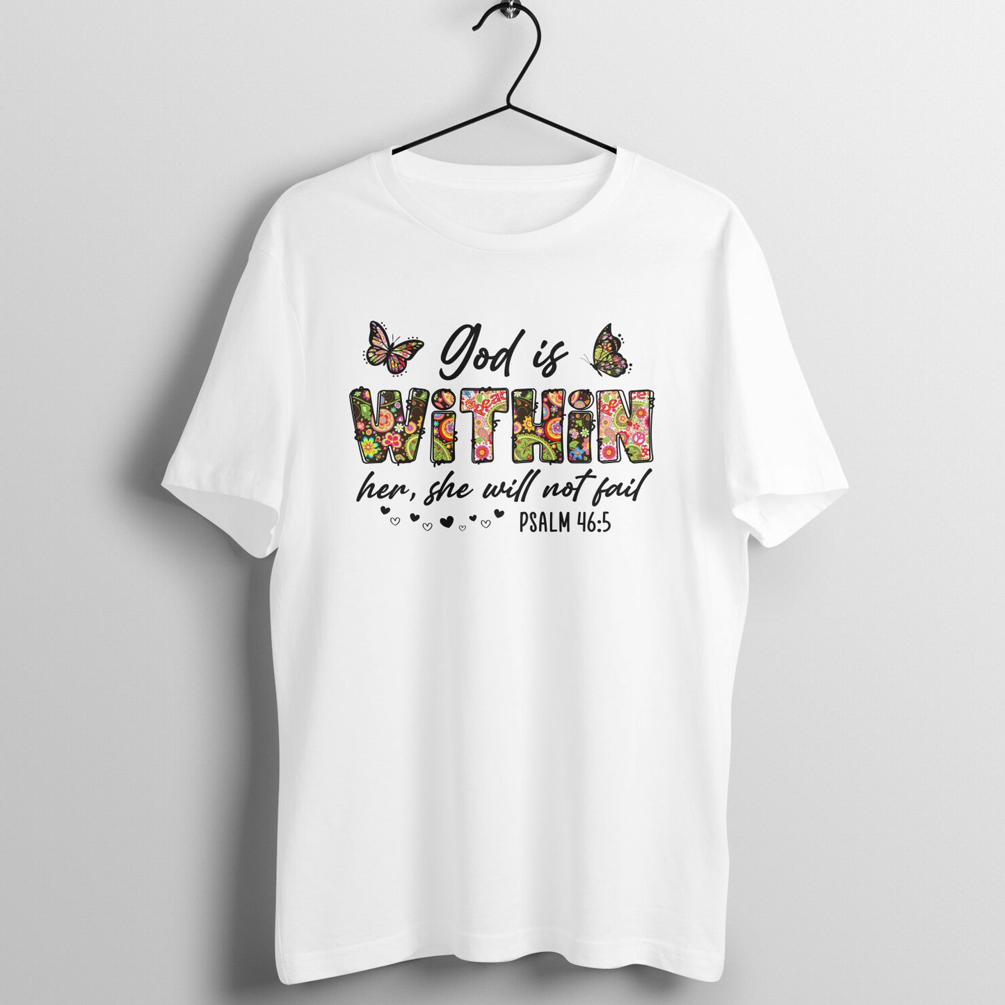 God is with in her, women's t-shirt